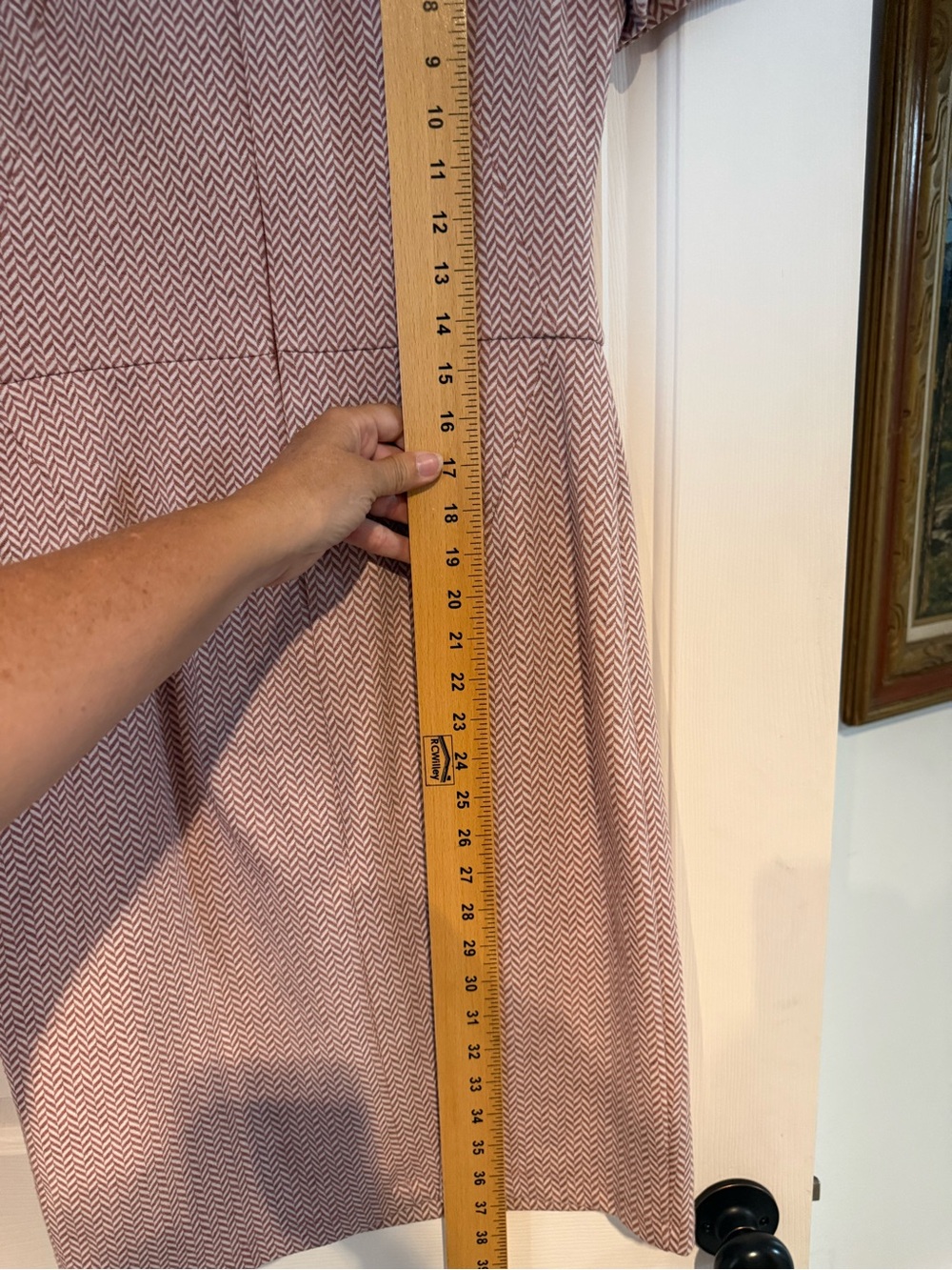 Maggy London Dusty Pink Chevron Tie-Neck Midi Dress - Picture 6 of 7
